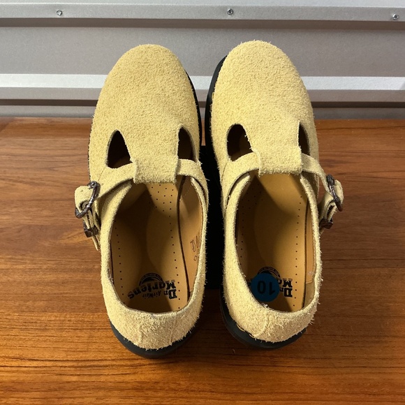 Dr. Martens Men T-Bar Yellow Tan Nappy Hairy Suede Leather Buckle Shoe Size 10 - Picture 5 of 12